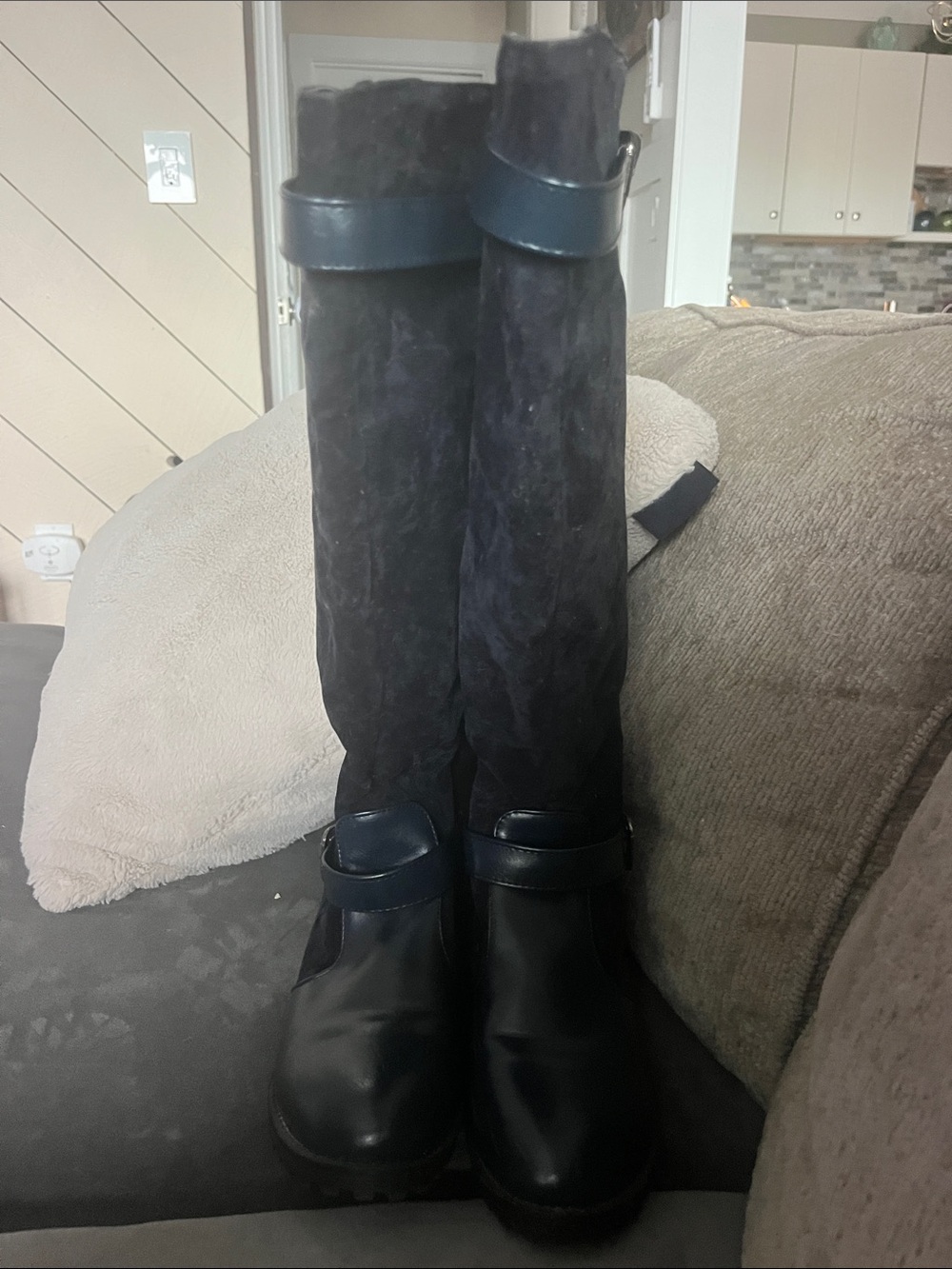 Source Unknown navy blue Tall Winter Rain Boots man made materials